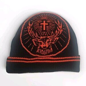 JAGERMEISTER Winter Hat Beanie Antler Logo Black/Orange  LIKE NEW ONE SIZE ADULT